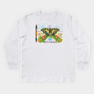 Illuminated Swallowtail Butterfly Kids Long Sleeve T-Shirt